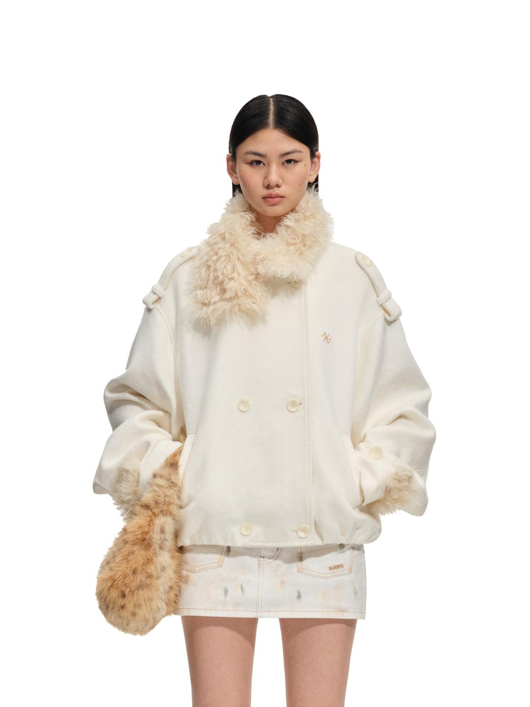 Snow Melt White Polar Oversized Wollen Coat