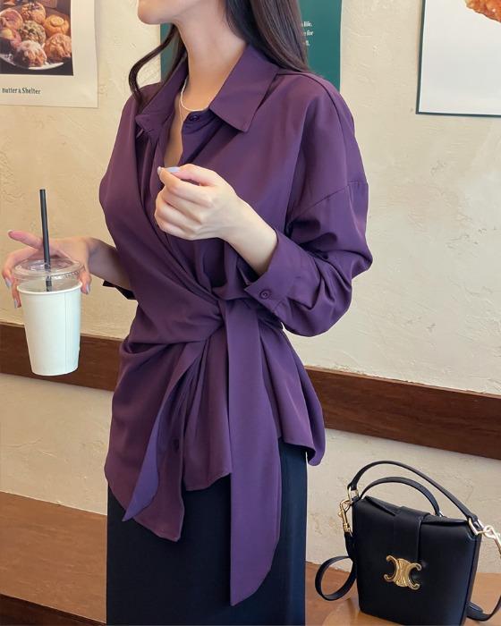 드모어 랩 카라 셔츠 블라우스