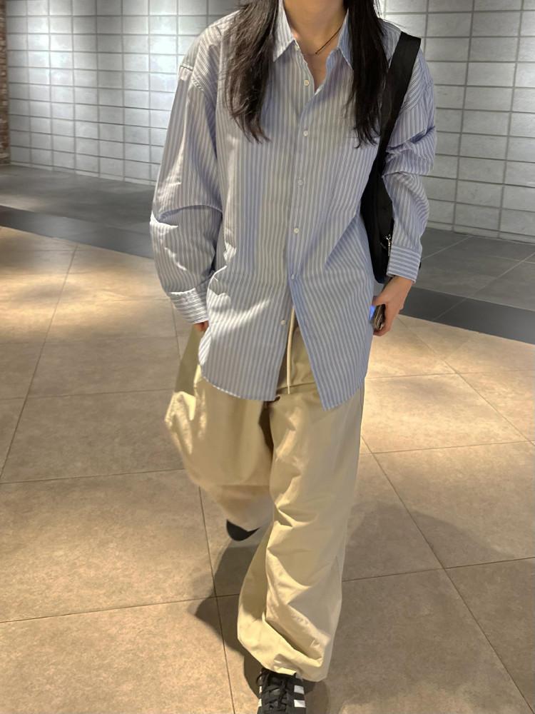 맥시 스트라이프 오버핏 셔츠