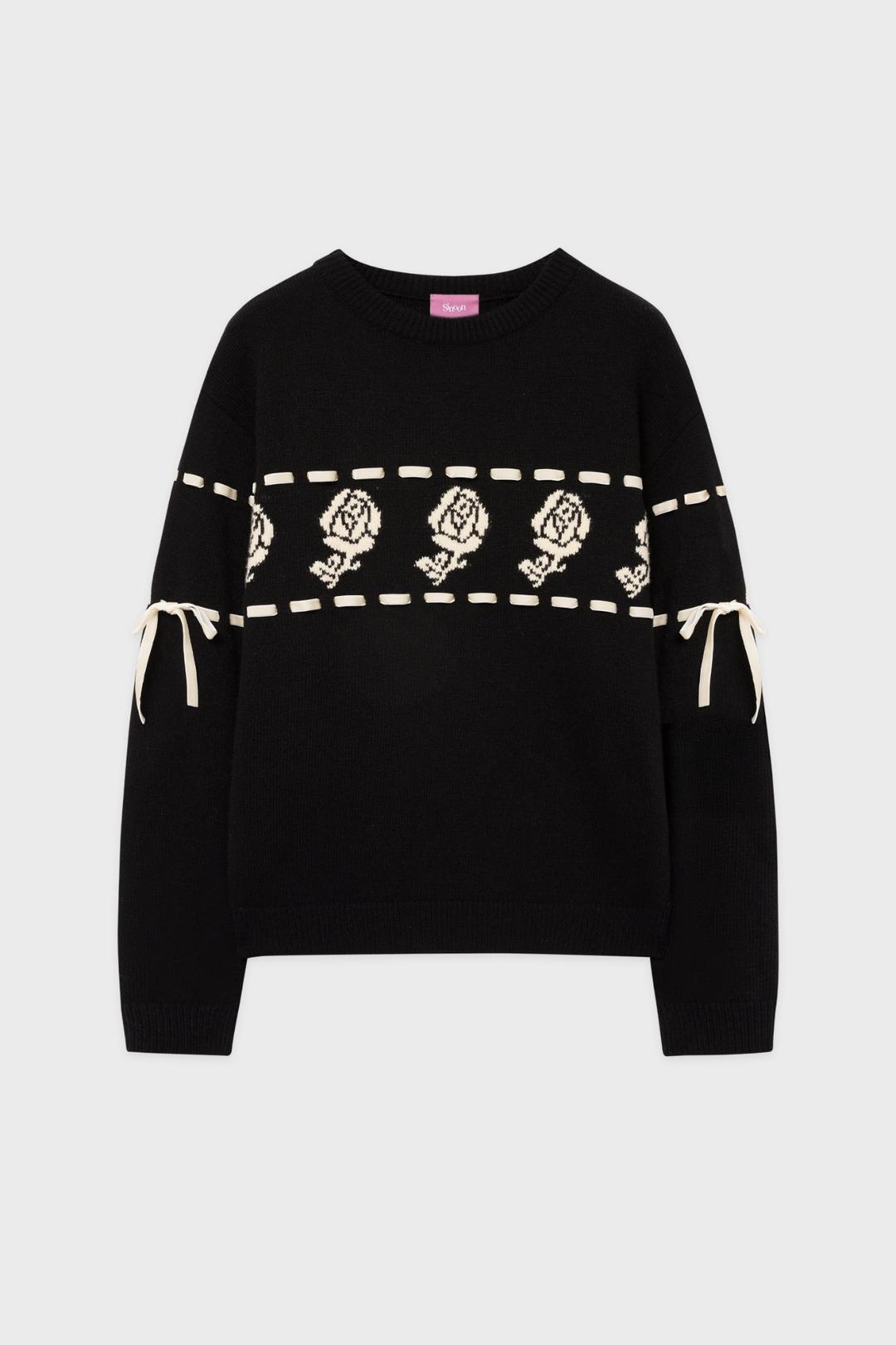 SN Rose Velvet Eyelet Knit (Black)