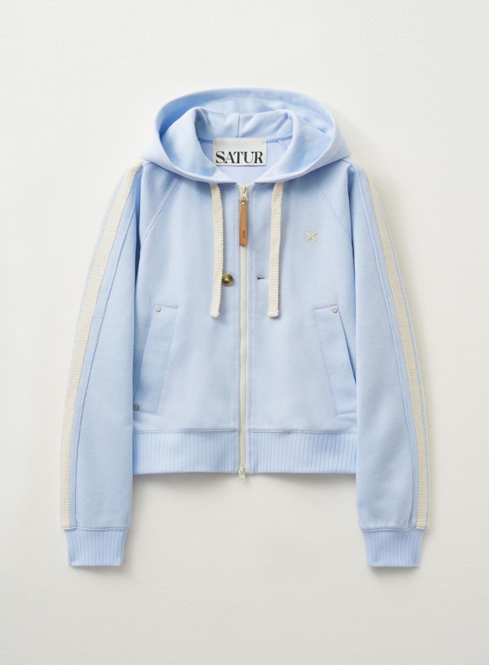 (W) Lawton Loose Fit Hood Zip-up - Sky Blue