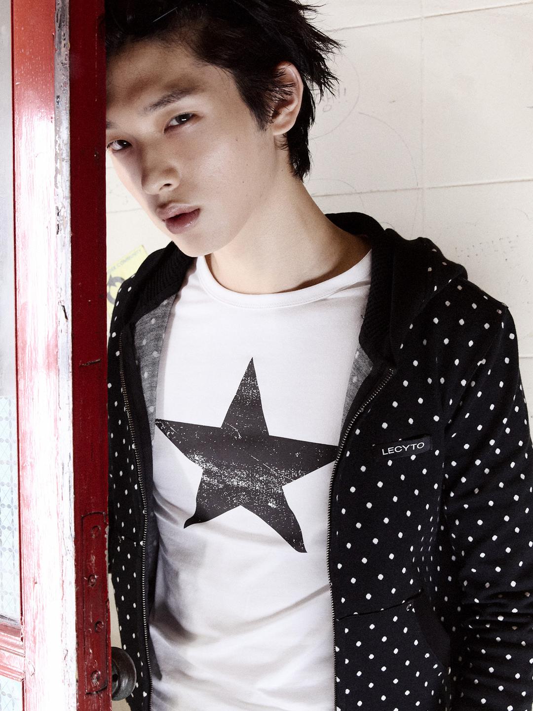 Polka Dot Hoodie Zip-Up_[Black]