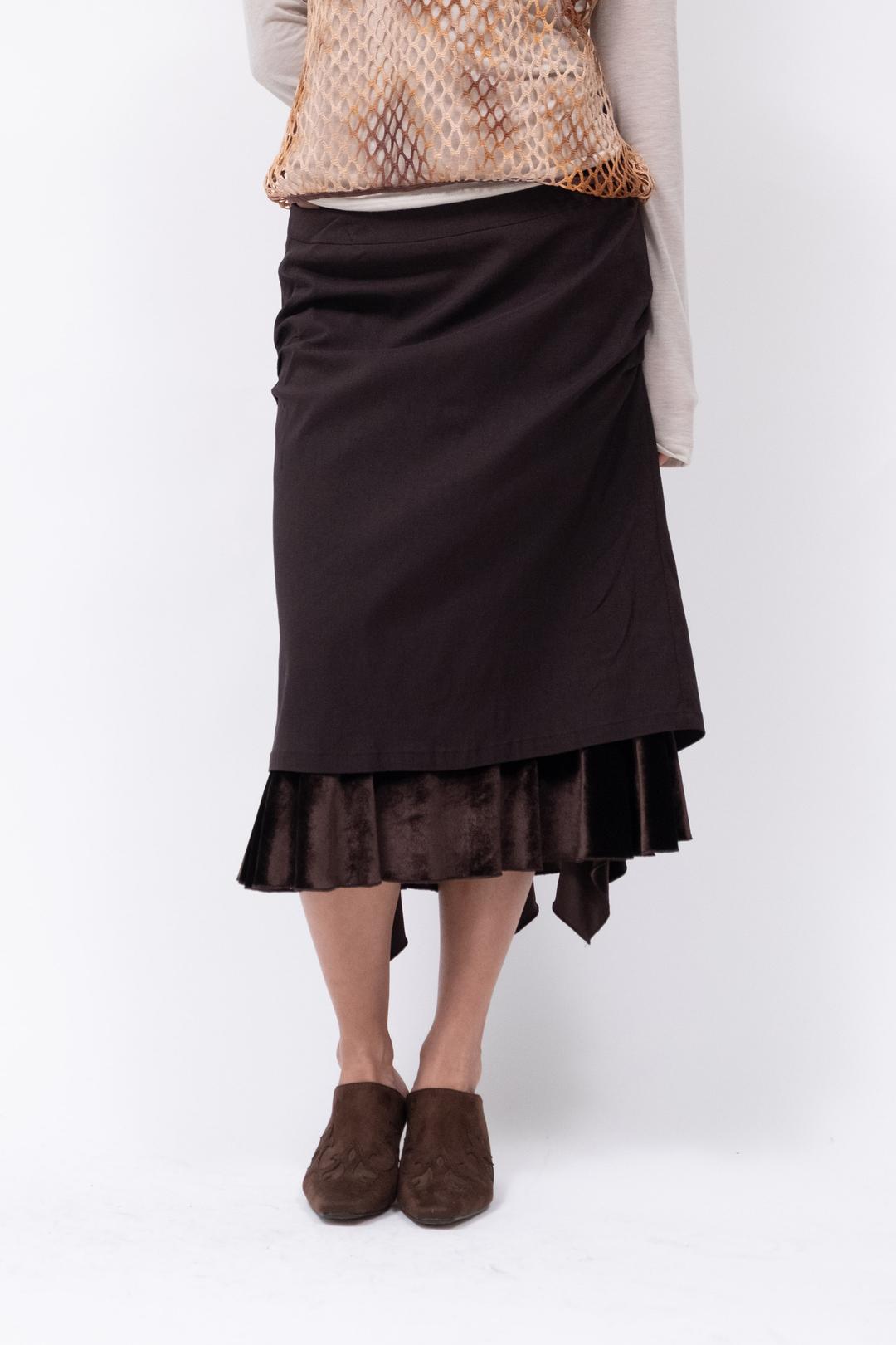 Back drape midi skirt