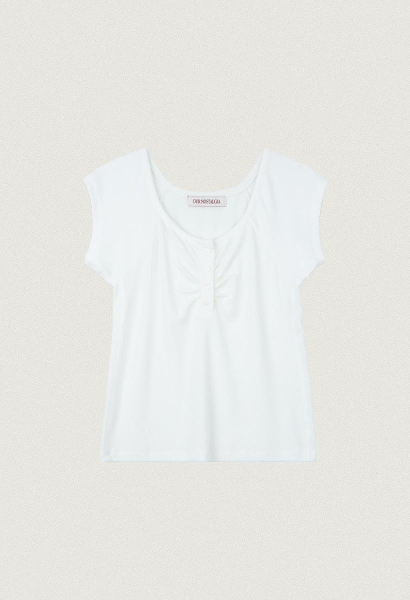 Willow shirring t-shirt_Ivory(O25-TP11)
