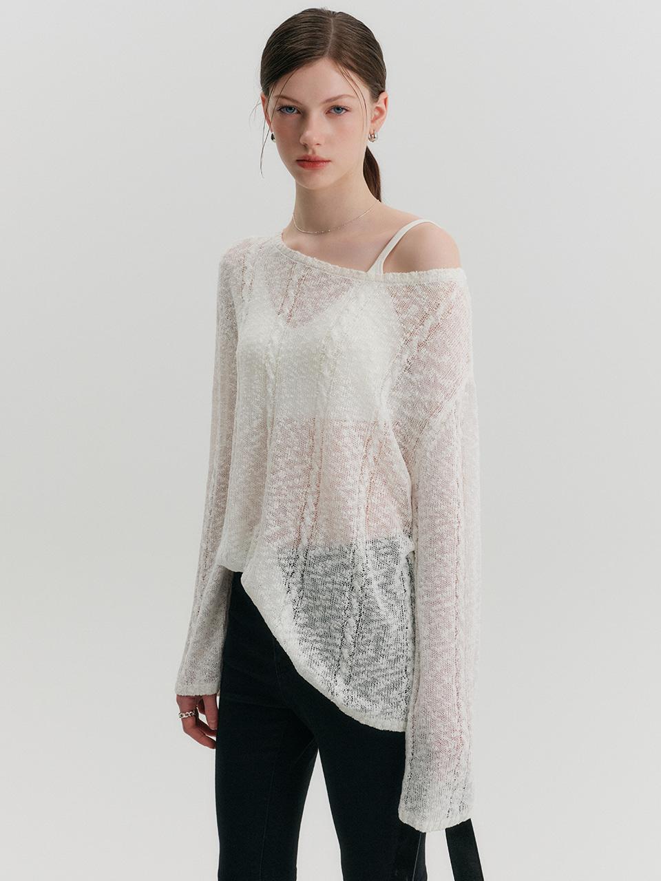 룩캐스트 센느 네트 루즈핏 니트_아이보리 / SENNE NET LOOSE-FIT KNIT_IVORY