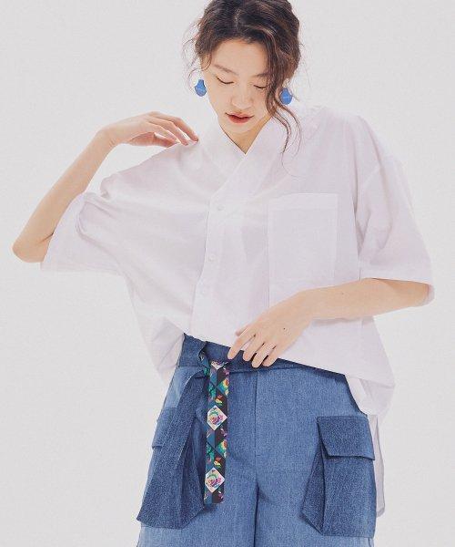 목판깃변형고밀도면셔츠 RL23A151