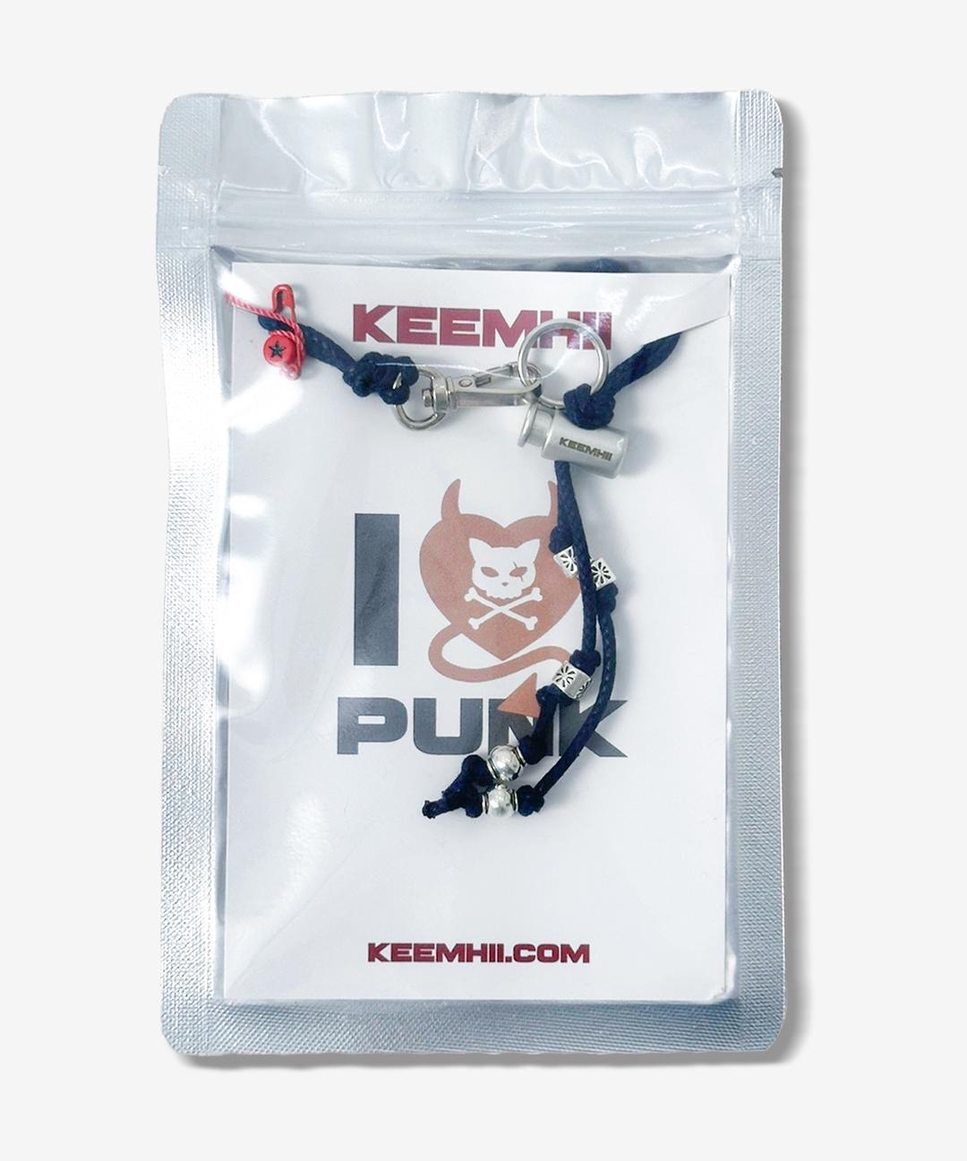 METAL RING LOGO NECKLACE - [NAVY]