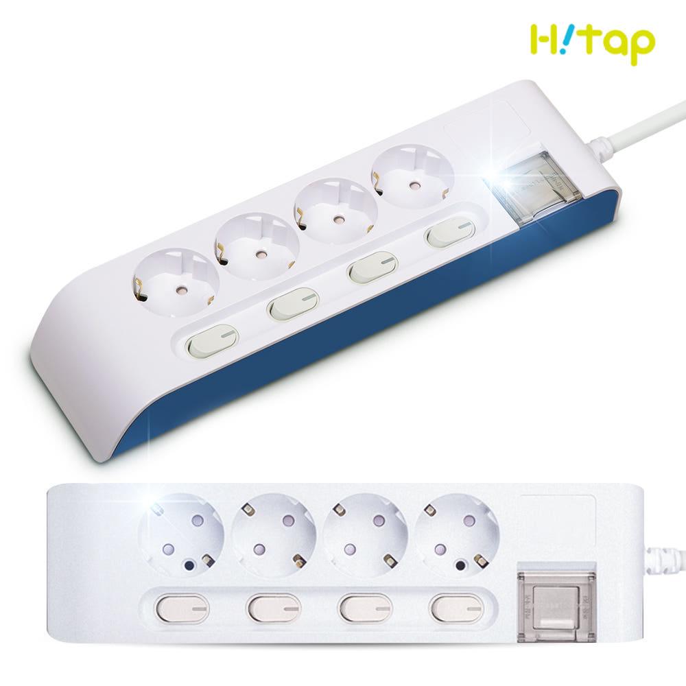 국산 하이탭 접지 전기 멀티 콘센트 가정용 디자인 4구 연장선 1.5m 개별 멀티탭 