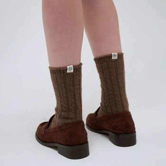 cashmere blend ribbed socks - brown