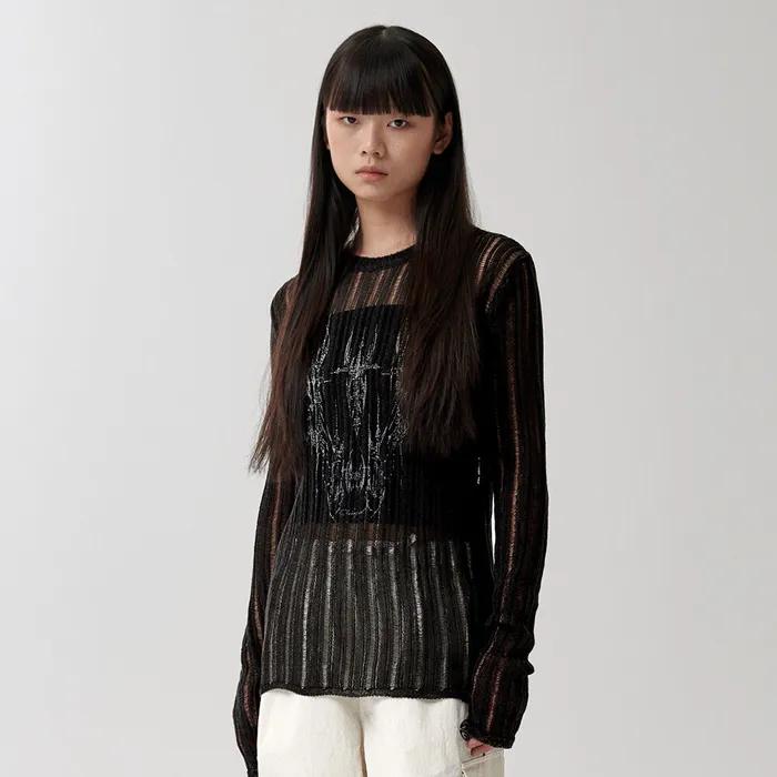 TATTOO CROCHET KNIT BLACK(MG2FMFK615A)