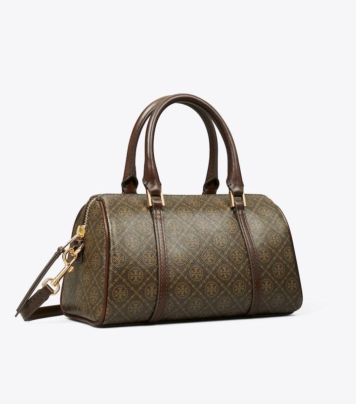 T Monogram Coated Canvas Mini Barrel Bag - Brown