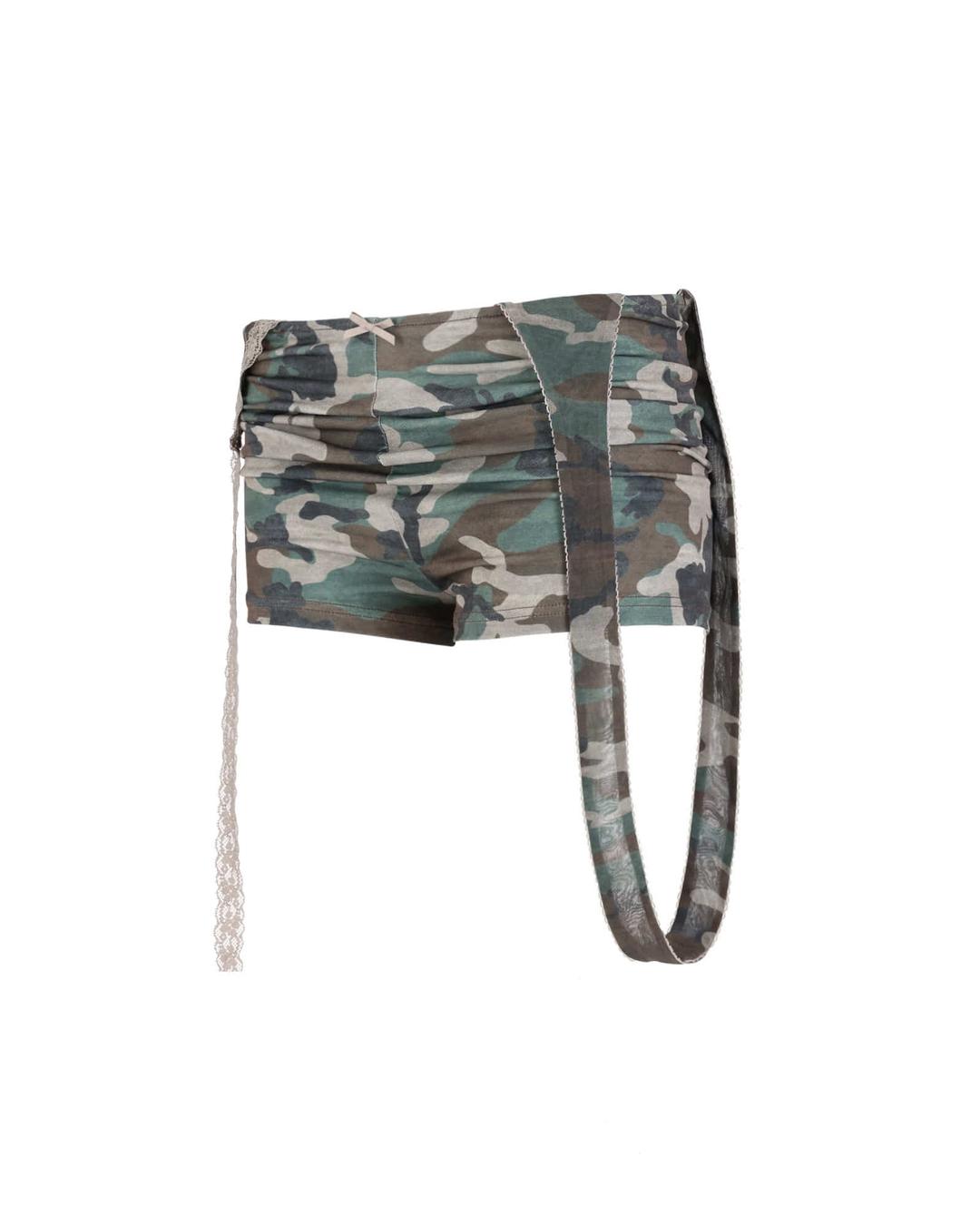 layered lace slip shorts - camo