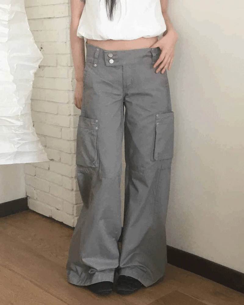 [Y2K] 쿠이레 투버튼 부츠컷 카고 팬츠