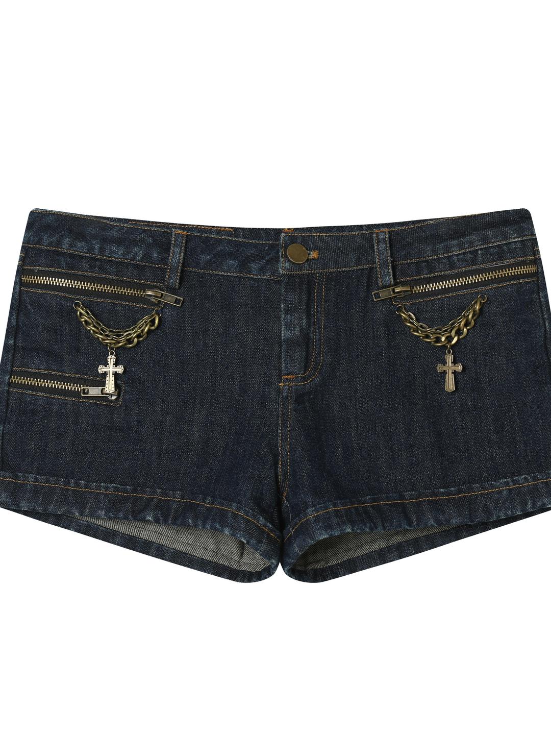 Chain Denim Shorts