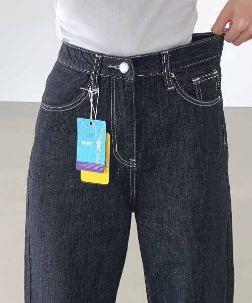XS~2XL[기장선택]생지 밴딩 투웨이 이염X 롱와이드 조거 데님팬츠