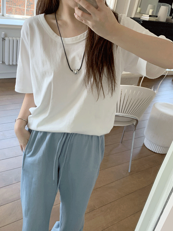 루즈핏 유넥 티셔츠(4col)