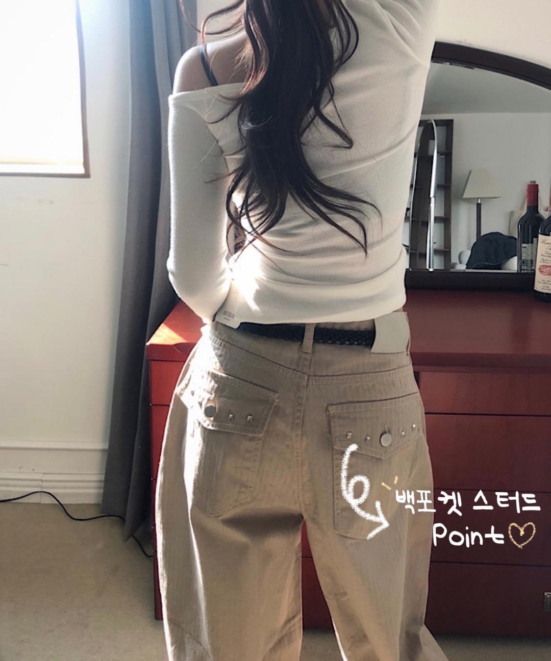 유라인 [스터드 포인트✨/-3kg핏] 빈티지 스터드 와이드 롱팬츠 *2color/국내제작