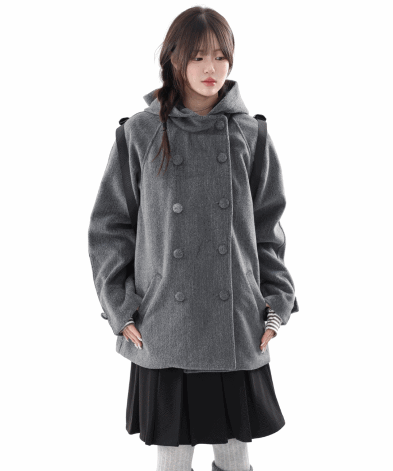 [2color]울 베이직 누빔 후드 코트