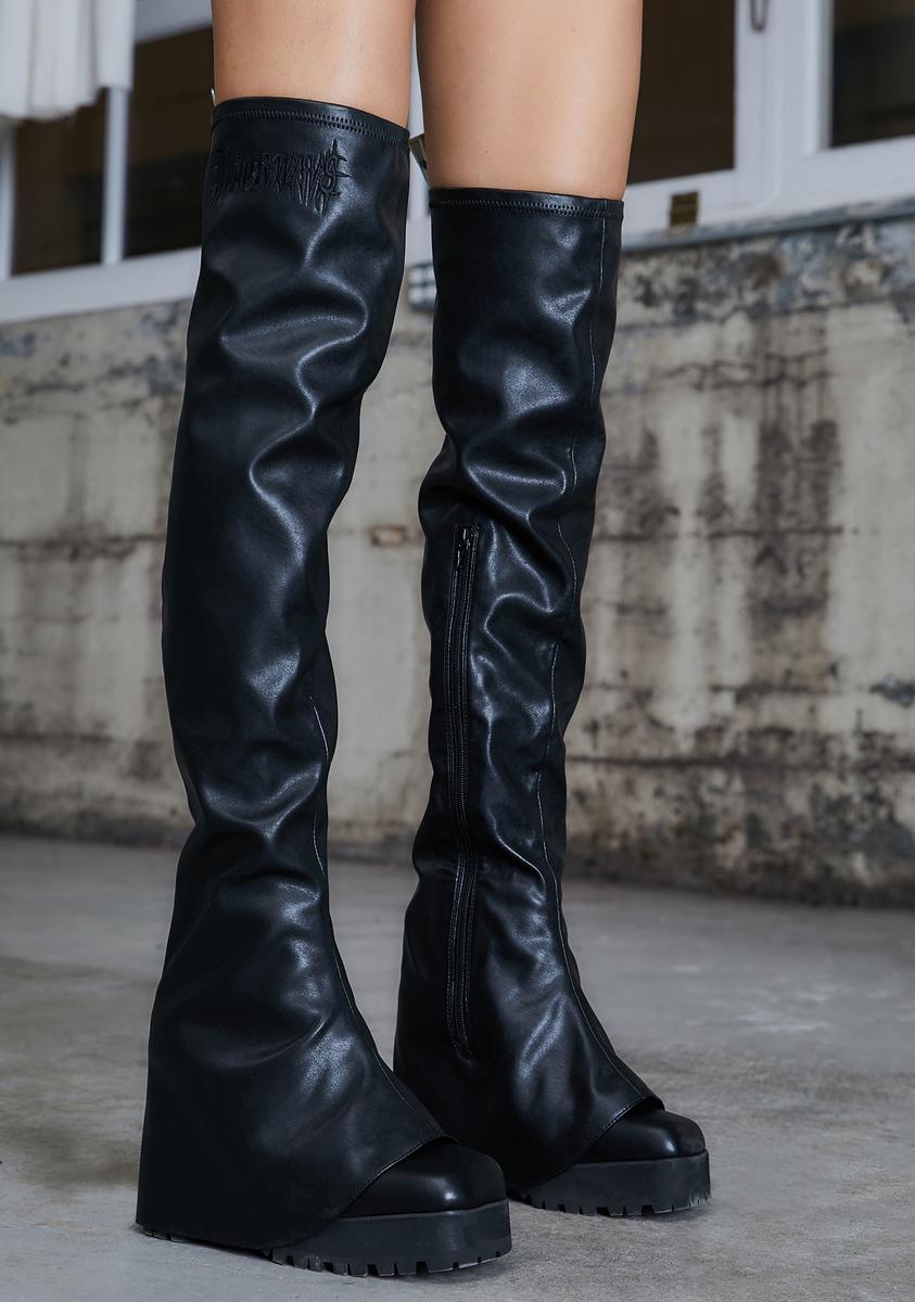 Kickdrum Thigh High Pant Boots - BLACK / US 5