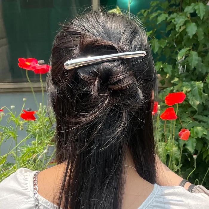 Dune metal hair pin_silver