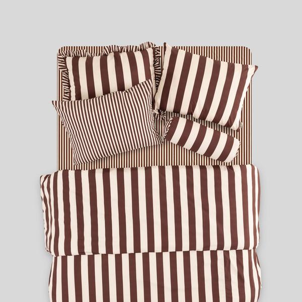 알러지케어 볼드 스트라이프 이불 커버_Mocha&Tofu