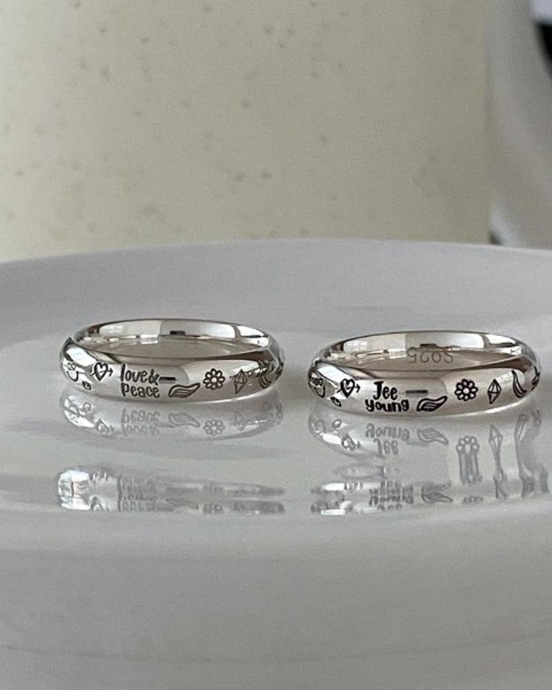 판타지 드림 드로잉 실버링 (커스텀오더) 각인 이니셜 커플 우정링