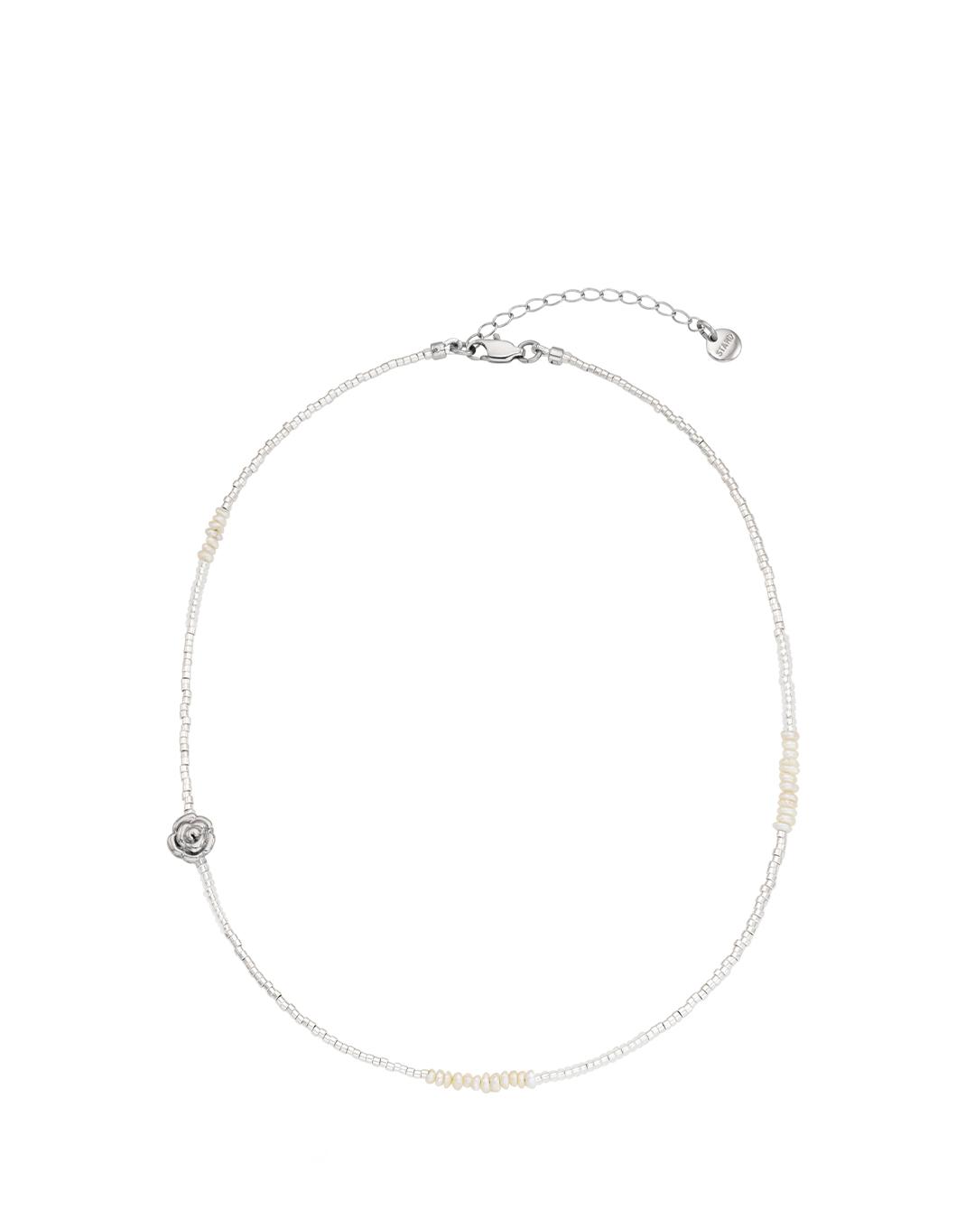 Rose Beads Mixed Necklace · 로즈 비즈 넥클리스 / 실버