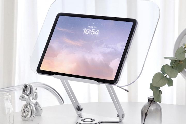 스파이 투명 독서대 회전형 높이 각도 조절 책 노트북 태블릿 거치대