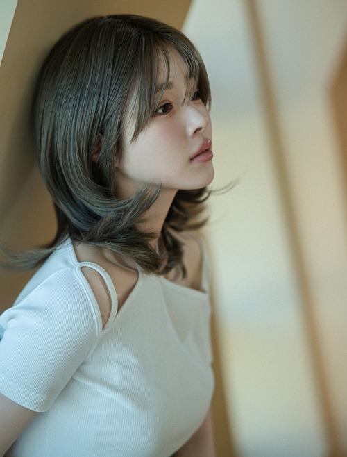 여성 레이스스킨 통가발 긴앞머리 미디움 허쉬컷(그레이브라운)