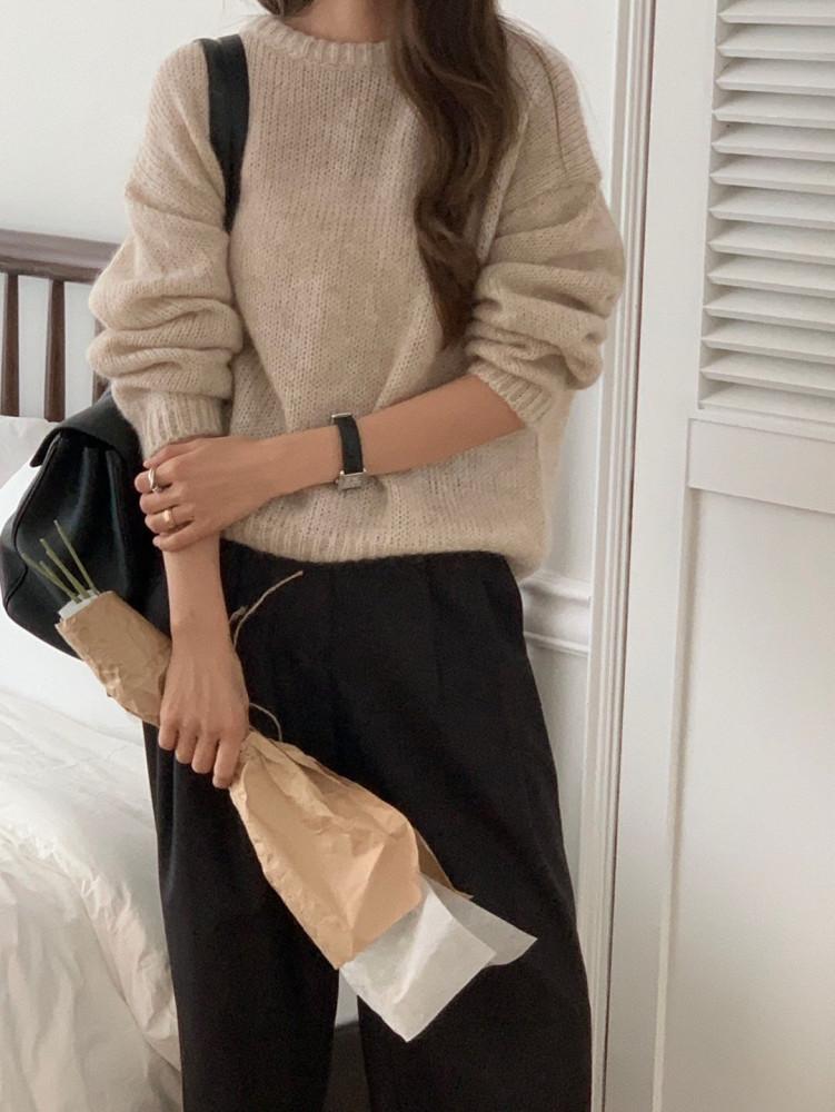 베르가못 모어 라운드 니트 (4color)