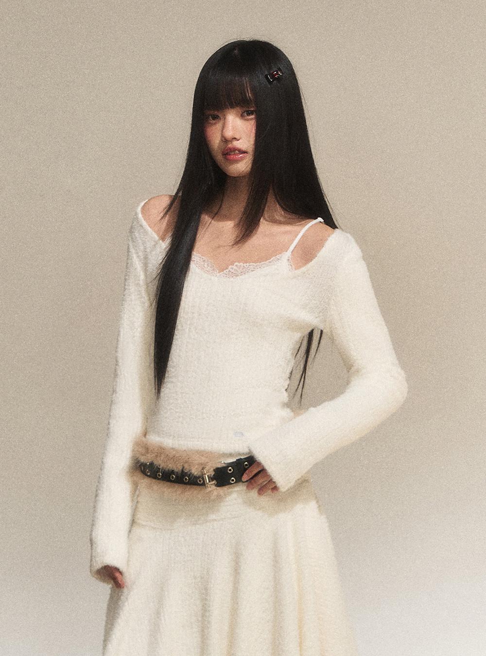 Ivory Faux Layered Knit Top