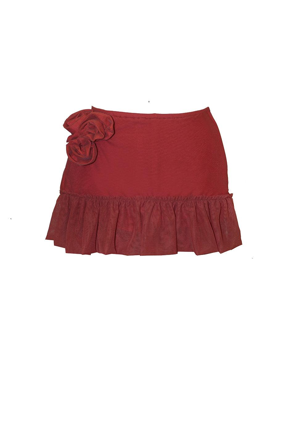 Red Talk Flower Skirt Red