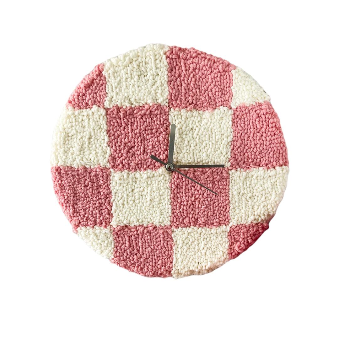 체커보드 무소음 터프팅 벽시계│Checkerboard silent tufting wall clock