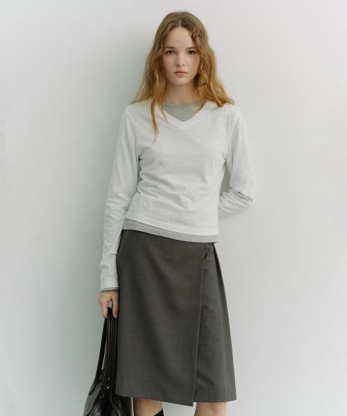 ESSENTIAL PETIT V-NECK T-SHIRT_UDTS6A201_OFF WHITE