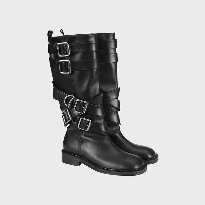 LAYERED STRAP BOOTS aaa483w(BLACK)