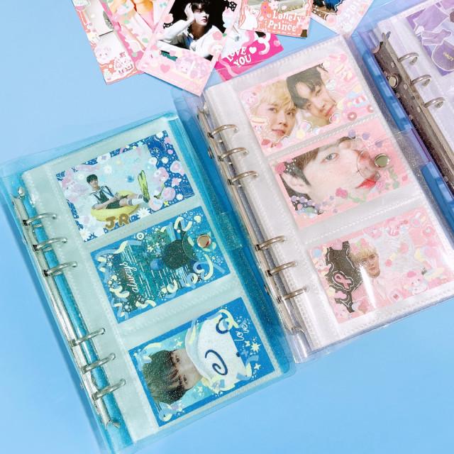 [글리터3포켓] 글리터 6공 포카바인더 포토카드 미니 스티커 포켓 앨범 사진 보관함 투명