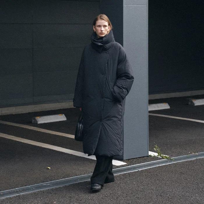 SIOT4160 덕다운 패딩 롱 코트_Black