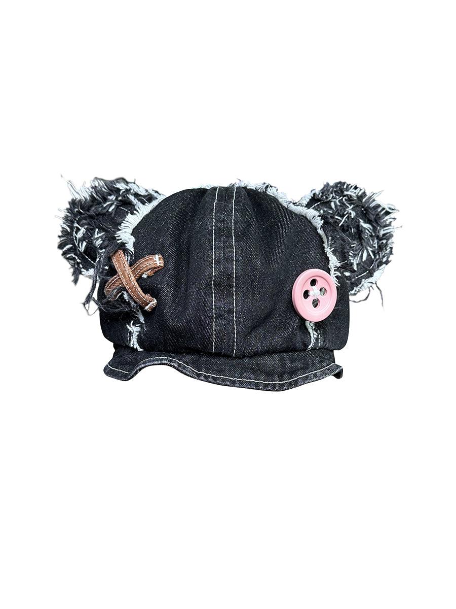 BLACK TEDDY DENIM HAT - OS