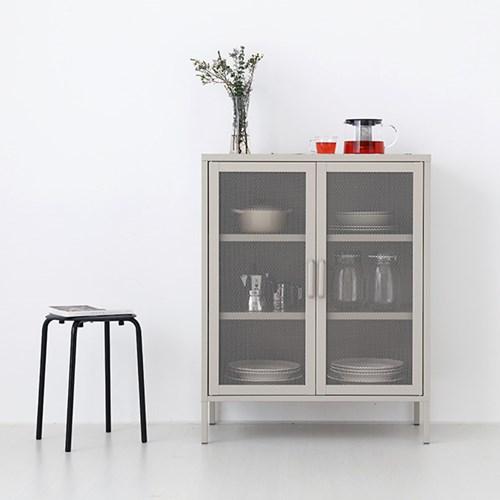 [마켓비] 거실 인테리어 메쉬망 철제 수납장 캐비닛