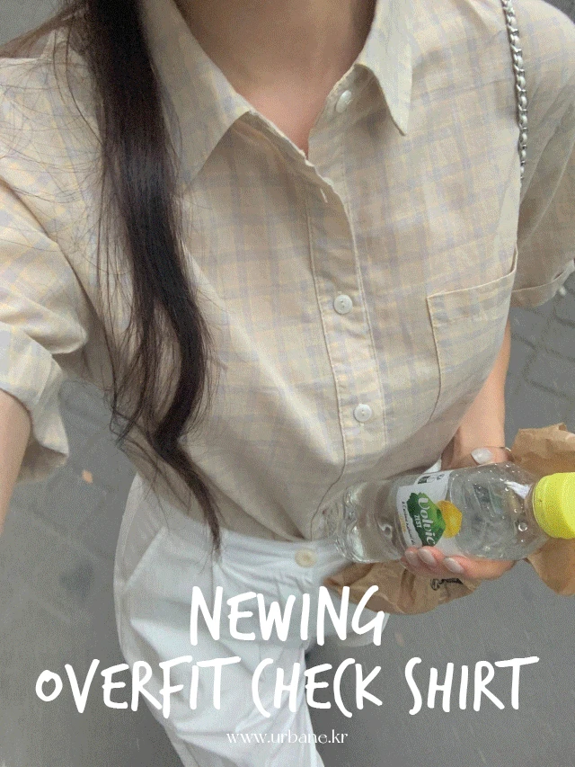 ☀️반팔버전추가!💕URBANE MADE💕 뉴잉 여름 오버핏 체크 반팔 셔츠 (당일출고 4c) /휴가룩/휴양지룩/바캉스룩/여행룩/출근룩/캠핑룩