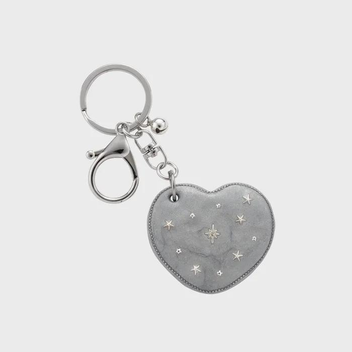 heart dia mirror key ring-silver