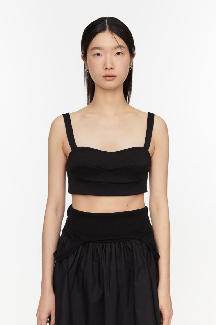 Layered wide bra top (BLACK)