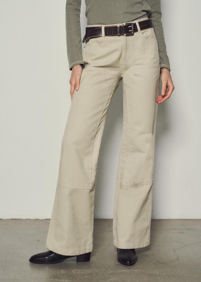 Double Knee Boots Cut Work Pants_CTB529(Beige)