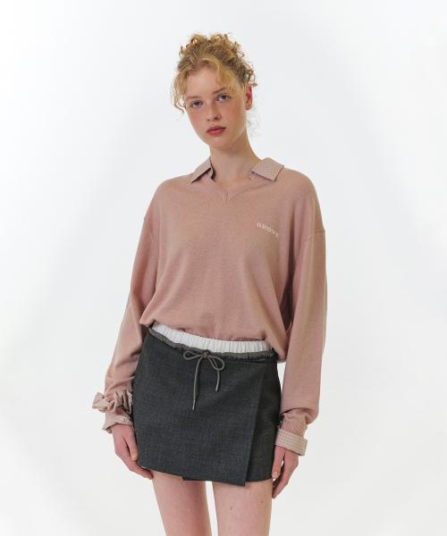 EVIE CHECK COLLAR KNIT (PINK CHECK)