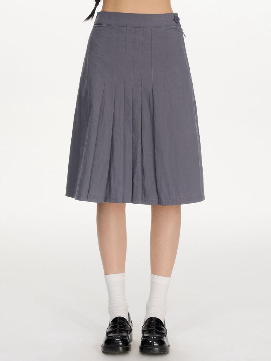 NECY STUDIO Summer Gray Center Pleats Skirt