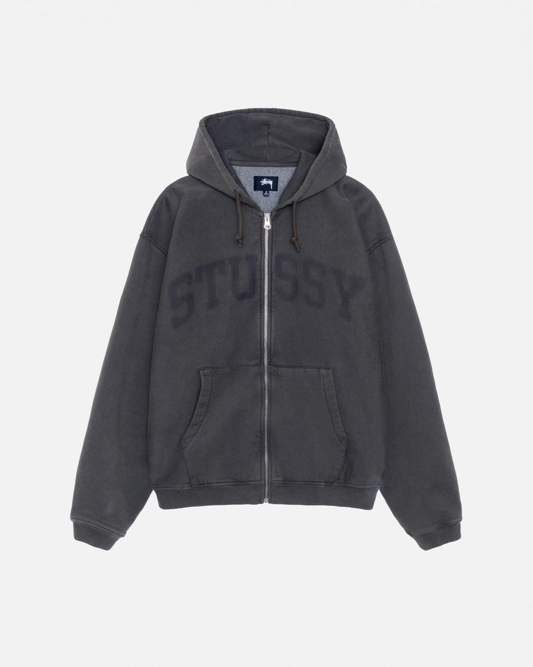 ZIP HOODIE FADED GRAPHIC - Washed Black / XL