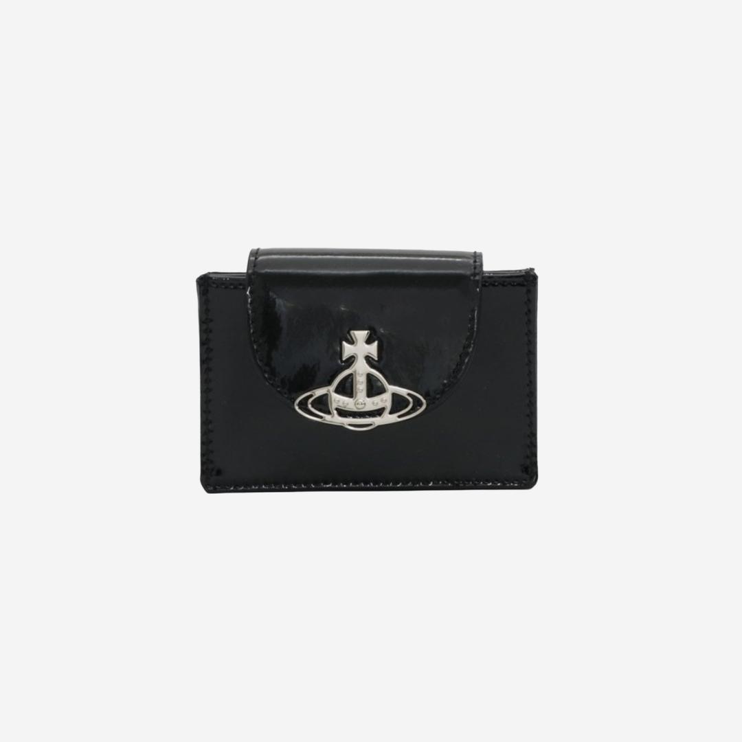 Vivienne Westwood Shiny Patent Flap Card Holder Black