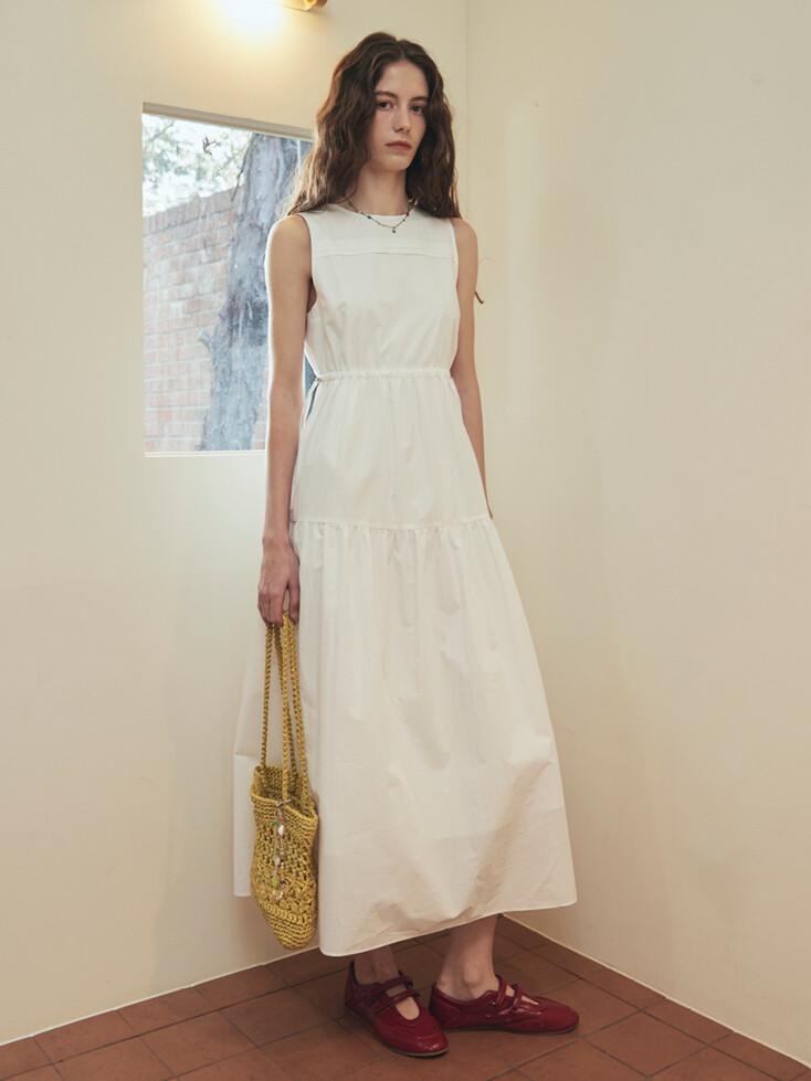 NYLON SLIP MAXI DRESS_WHITE