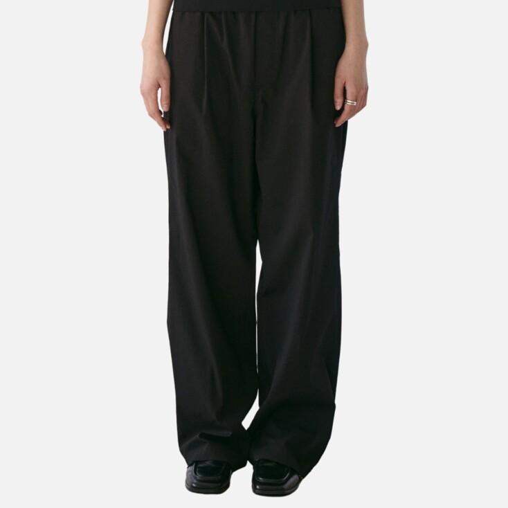 Seersucker Semi Wide Pants (Black)