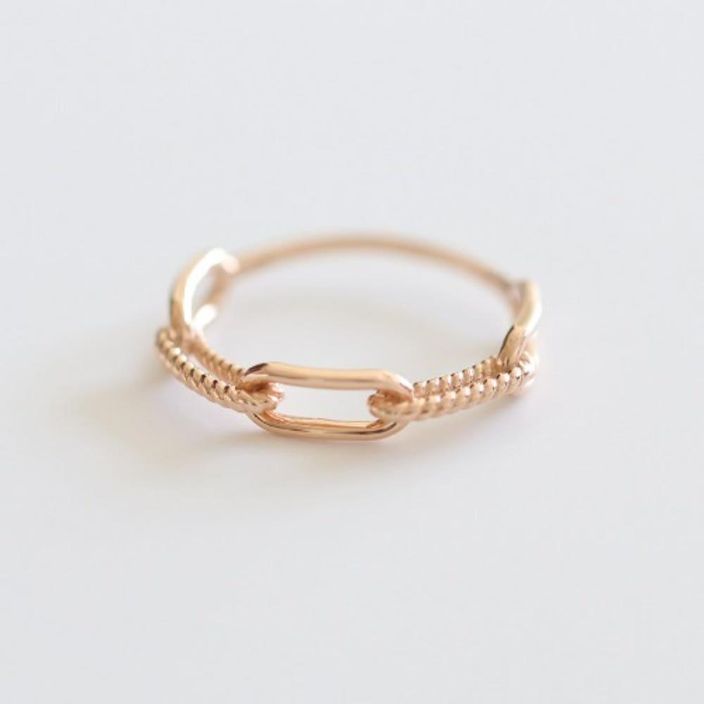 14k 18k 사슬과 꼬임 반지 리얼 화이트 데일리 금반지